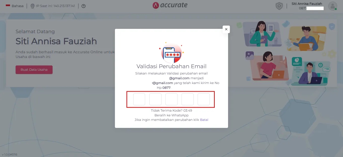 Ubah Email Akun Accurate Online